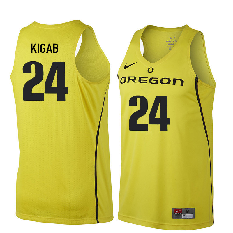 Men #24 Abu Kigab Oregon Ducks College Basketball Jerseys Sale-Yellow - Click Image to Close
